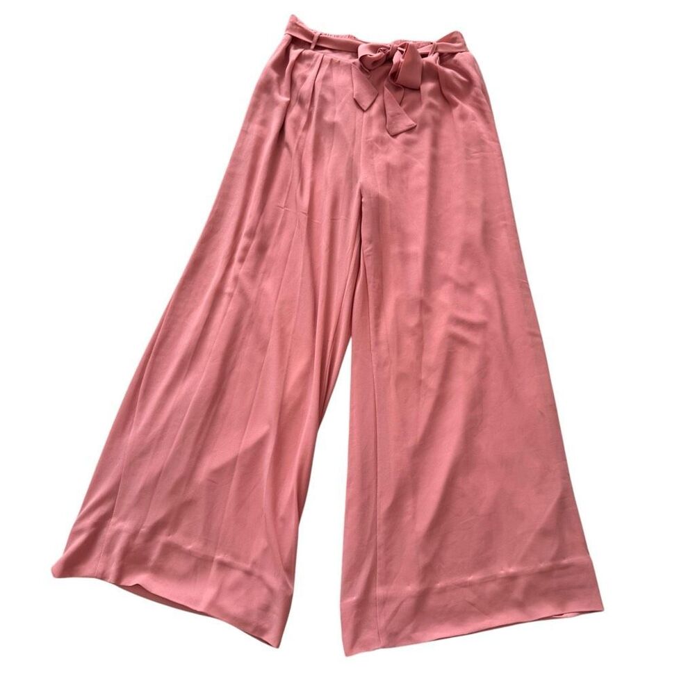 Alexander + David Chiffon Wide Leg Pants Elastic Tie Waist Dusty Rose Size Large